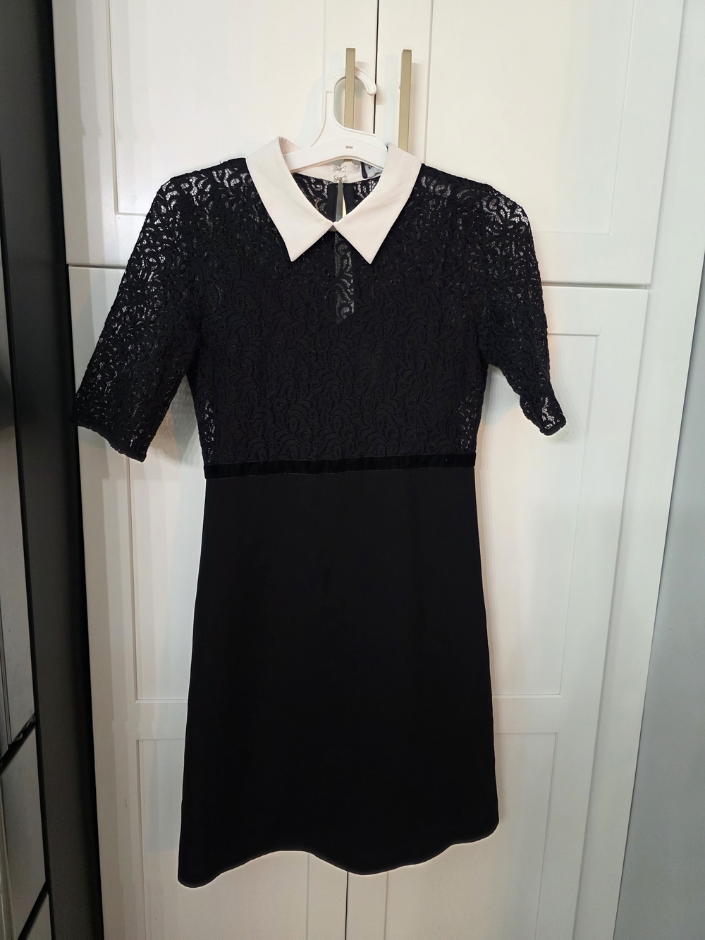 The Kooples Black Lace Dress with White Collar